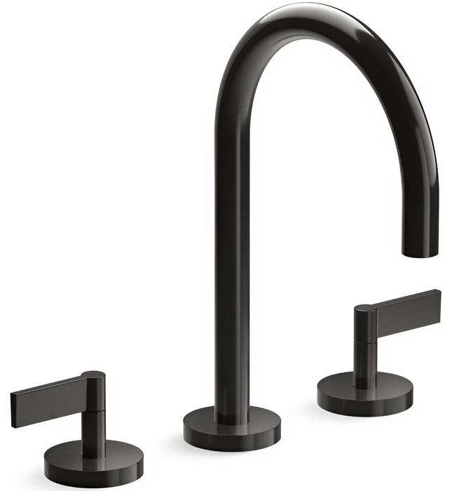 Vòi chậu rửa mặt 3 chân cổ ngỗng xanh đen Kallista P24490-LV-GN