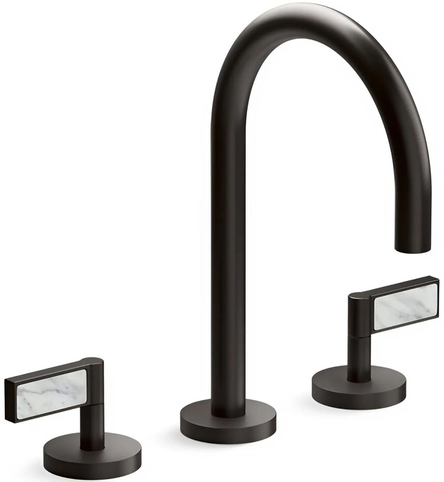 Vòi chậu rửa mặt 3 chân cổ ngỗng vàng Kallista P24490-WC-BAF