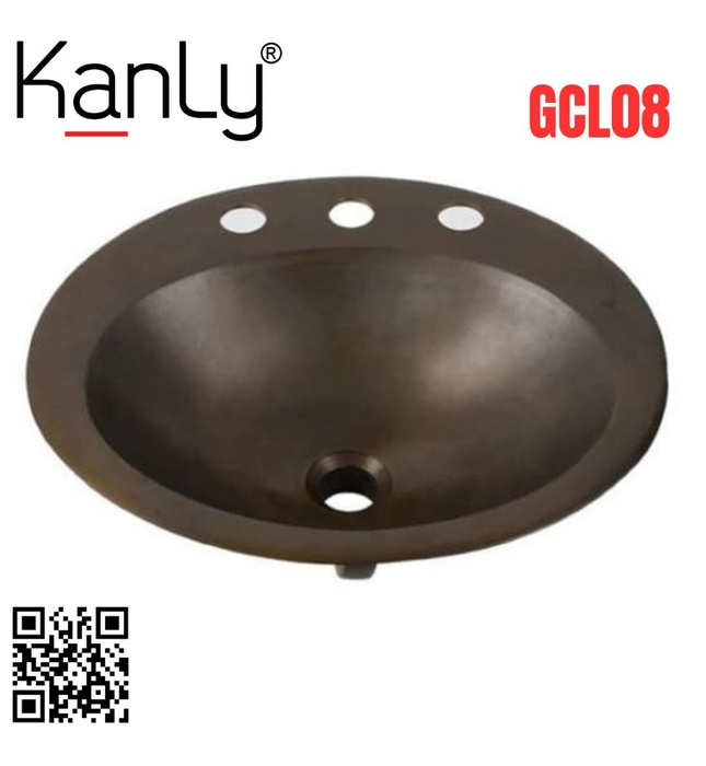 Chậu lavabo đặt bàn đồng thau phong cách cổ Kanly GCL08 