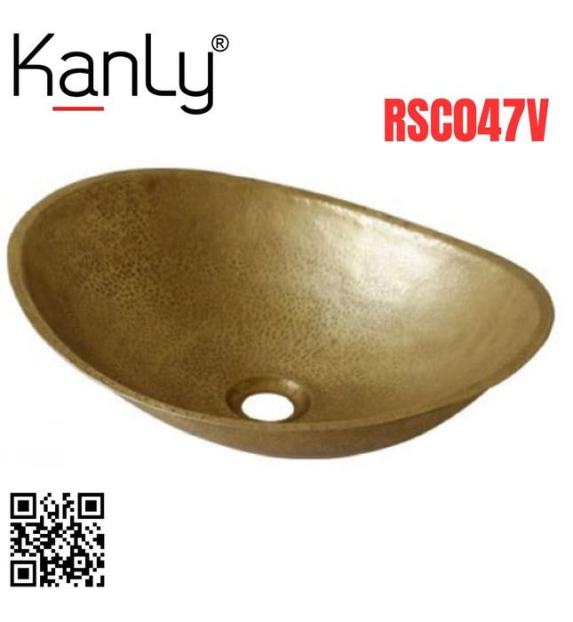Chậu lavabo đặt bàn đồng thau hình lá trôi Kanly RSC047V 