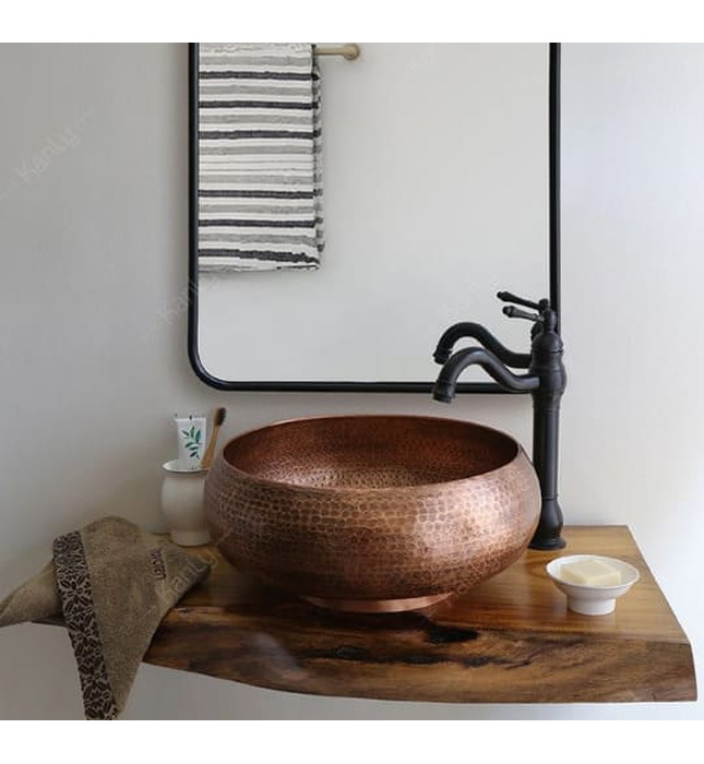 Chậu lavabo đặt bàn đồng đỏ Kanly RSC121V 