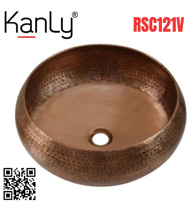 Chậu lavabo đặt bàn đồng đỏ Kanly RSC121V 