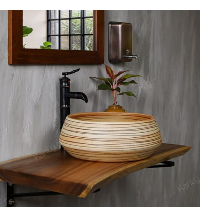 Chậu lavabo đặt bàn sứ mỹ thuật Kanly SU008 