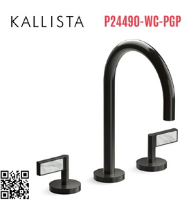 Vòi chậu rửa mặt 3 chân cổ ngỗng đen Kallista P24490-WC-PGP