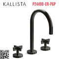 Vòi chậu rửa mặt 3 chân cổ ngỗng đen Kallista P24490-CR-PGP