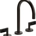 Vòi chậu rửa mặt 3 chân cổ ngỗng đen Kallista P24490-NM-PGP