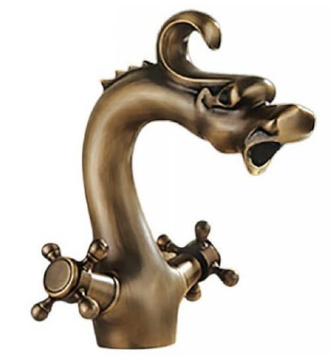 Vòi lavabo nóng lạnh bằng đồng hình đầu rồng Kanly GCV10 