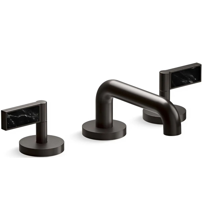 Vòi chậu rửa mặt 3 chân cổ thấp đen Kallista P24491-NM-PGP