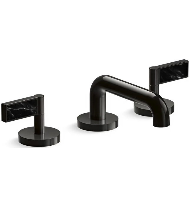 Vòi chậu rửa mặt 3 chân cổ thấp đen Kallista P24491-NM-PGP