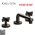 Vòi chậu rửa mặt 3 chân cổ thấp đen Kallista P24491-CR-BGP