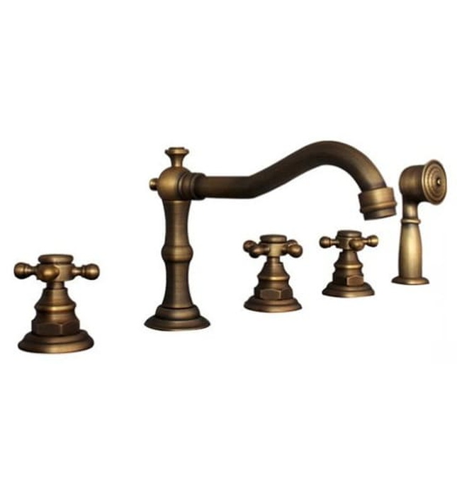 Sen bồn tắm gắn bồn 5 lỗ nóng lạnh bằng đồng cổ điển Kanly GCB08 