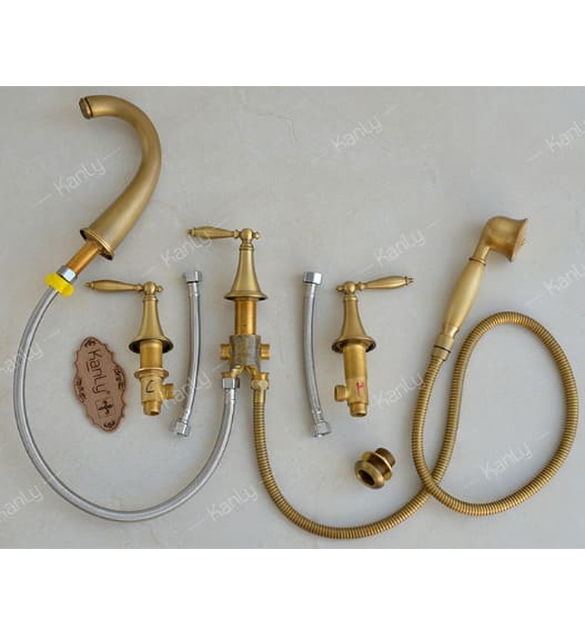 Sen bồn tắm gắn bồn 5 lỗ nóng lạnh bằng đồng cổ điển Kanly GCB22 