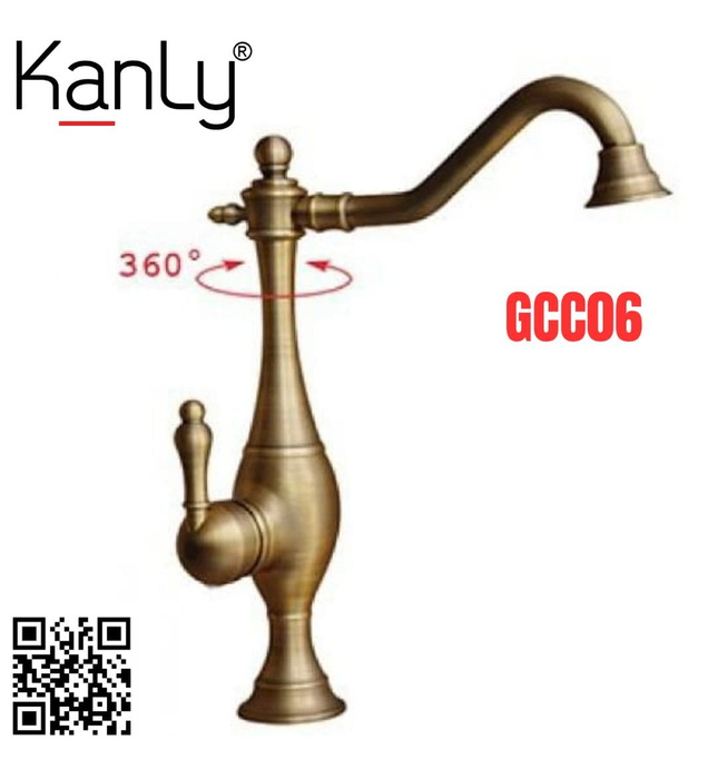 Vòi rửa bát nóng lạnh đồng cổ điển Kanly GCC06 