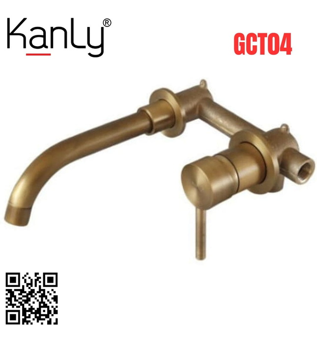 Vòi lavabo nóng lạnh âm tường bằng đồng cổ điển Kanly GCT04 