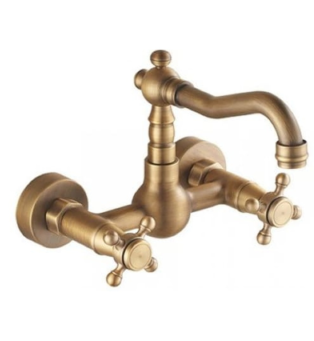 Vòi lavabo nóng lạnh âm tường bằng đồng cổ điển Kanly GCT06 