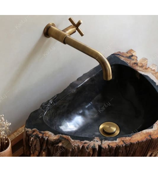 Vòi lavabo lạnh âm tường bằng đồng cổ điển Kanly GCT11 