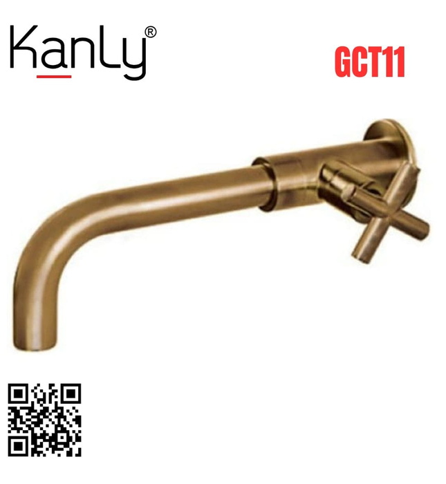 Vòi lavabo lạnh âm tường bằng đồng cổ điển Kanly GCT11 