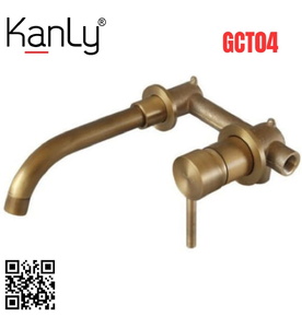 Vòi lavabo nóng lạnh âm tường bằng đồng cổ điển Kanly GCT04 