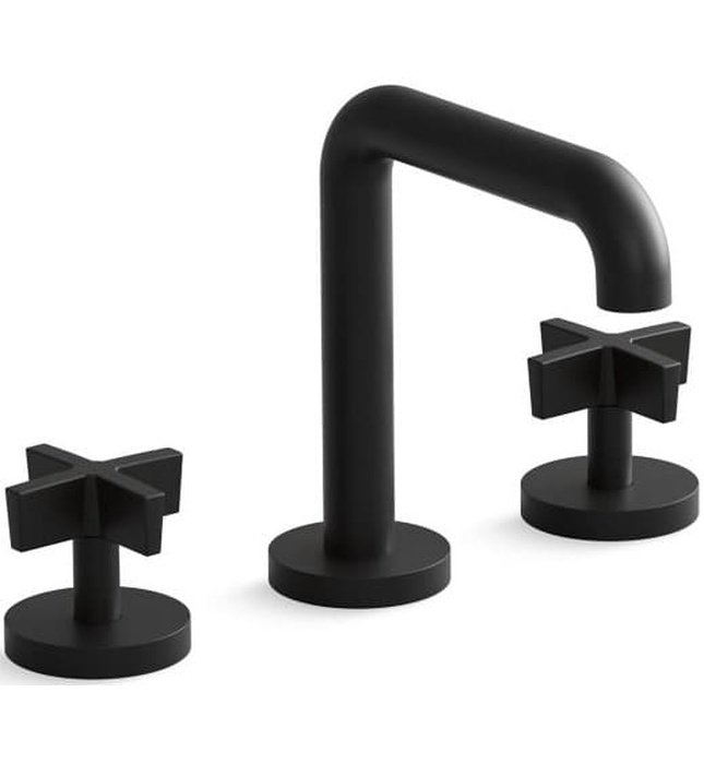 Vòi chậu rửa mặt 3 chân thân cao đen Kallista P24492-CR-PGP