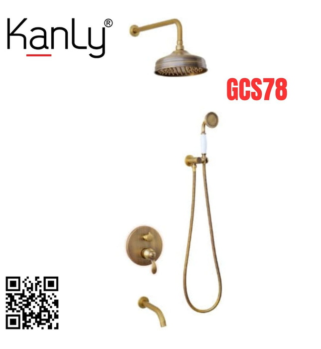 Sen tắm âm tường nóng lạnh bằng đồng Kanly GCS78