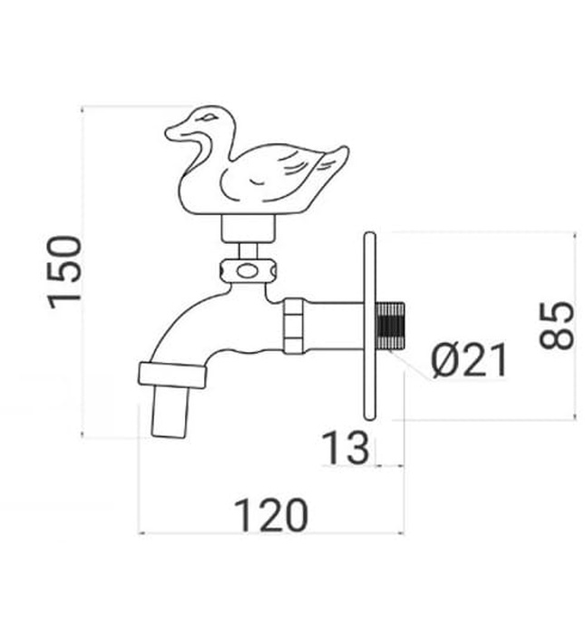 Vòi nước lạnh bằng đồng cổ gắn tường Kanly GCT02 
