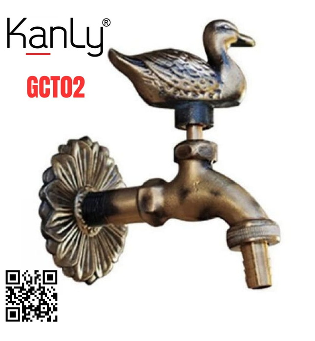 Vòi nước lạnh bằng đồng cổ gắn tường Kanly GCT02 