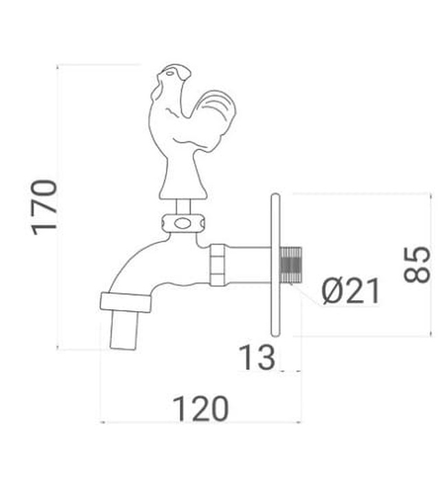 Vòi nước lạnh bằng đồng cổ gắn tường Kanly GCT02C