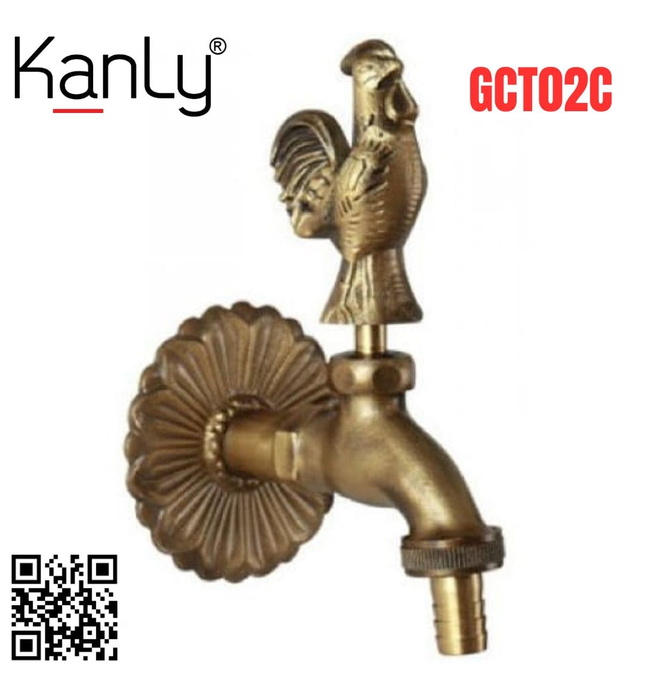 Vòi nước lạnh bằng đồng cổ gắn tường Kanly GCT02C