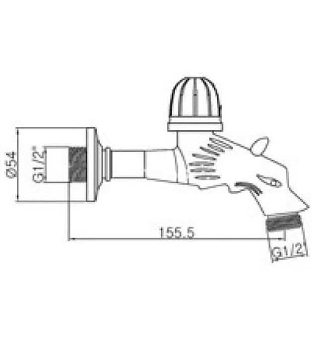 Vòi nước lạnh bằng đồng cổ gắn tường Kanly GCT02R