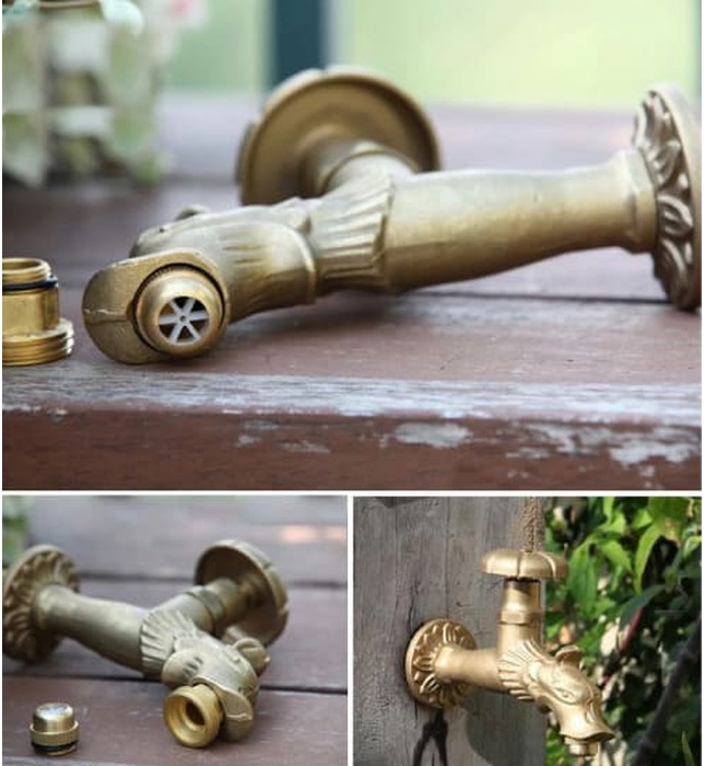 Vòi nước lạnh bằng đồng cổ gắn tường Kanly GCT02R