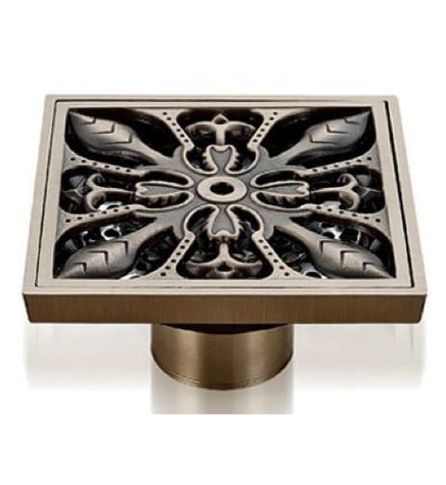 Phễu thoát sàn hoa văn bằng đồng Kanly GCP07 