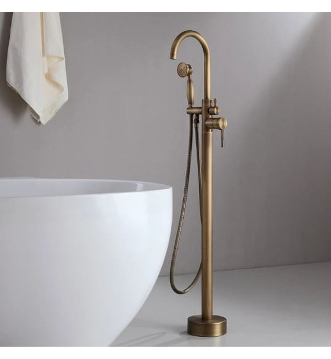 Sen bồn tắm nóng lạnh đặt sàn bằng đồng cổ điển Kanly GCS06 
