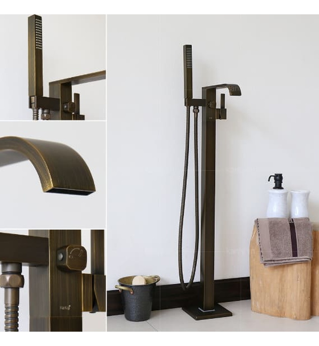 Sen bồn tắm nóng lạnh đặt sàn bằng đồng cổ điển Kanly GCS07 