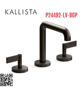 Vòi chậu rửa mặt 3 chân thân cao đen Kallista P24492-LV-BGP