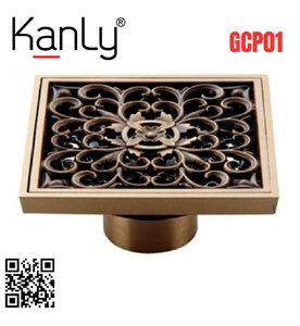 Phễu thoát sàn hoa văn bằng đồng Kanly GCP01 