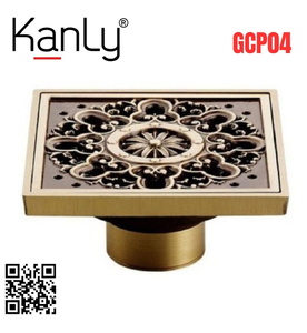 Phễu thoát sàn hoa văn bằng đồng Kanly GCP04 