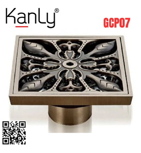 Phễu thoát sàn hoa văn bằng đồng Kanly GCP07 