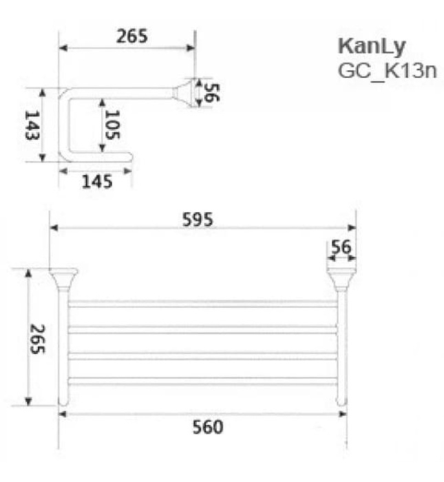 Thanh vắt khăn đôi bằng đồng kiểu cổ Kanly GCK13 