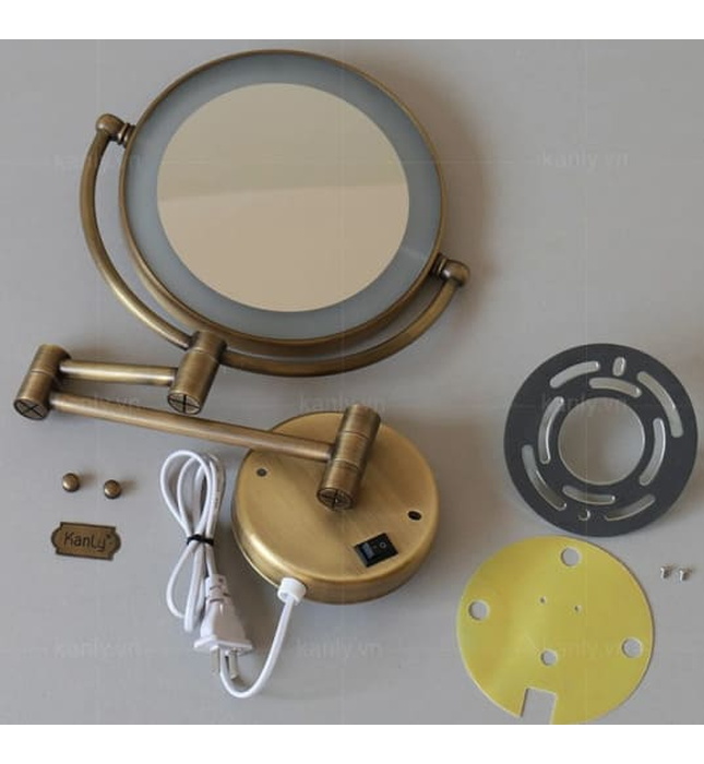 Gương gắn tường có đèn led khung bằng đồng Kanly GCK18L 