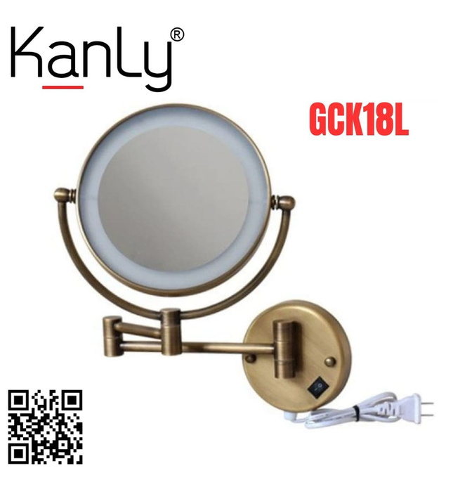 Gương gắn tường có đèn led khung bằng đồng Kanly GCK18L 