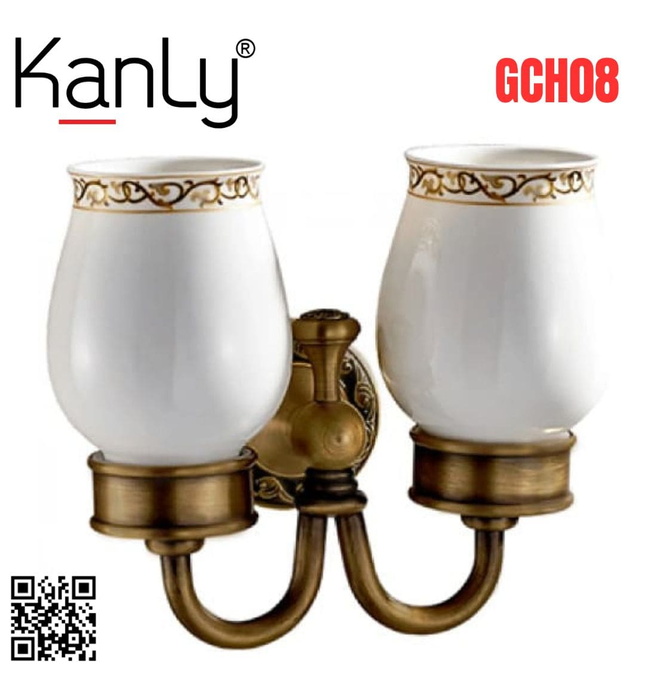 Giá để cốc đôi bằng đồng Kanly GCH08