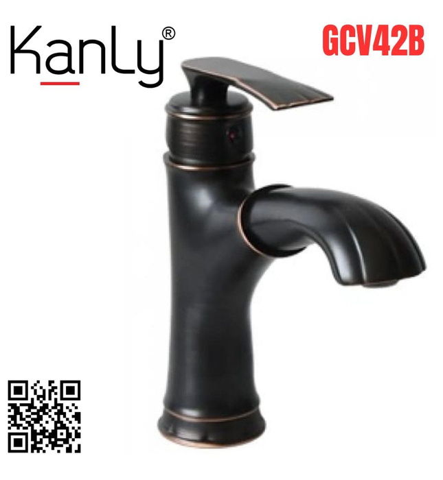 Vòi lavabo nóng lạnh có rút dây màu đen Kanly GCV42B 