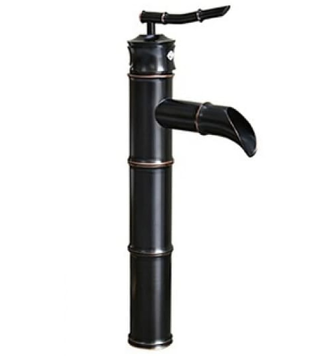 Vòi lavabo nóng lạnh màu đen hình ống tre Kanly GCA02B 