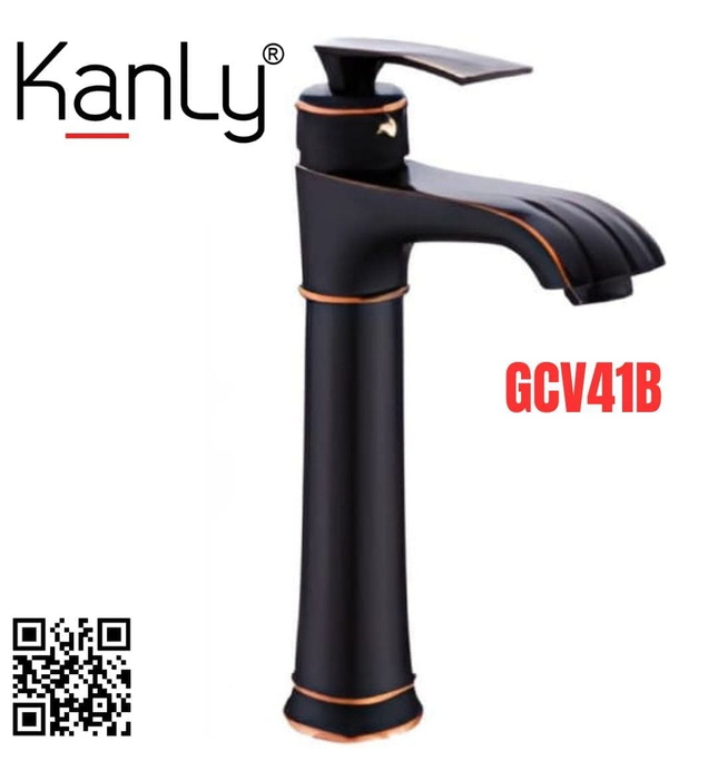 Vòi lavabo nóng lạnh thân cao màu đen Kanly GCA41B 