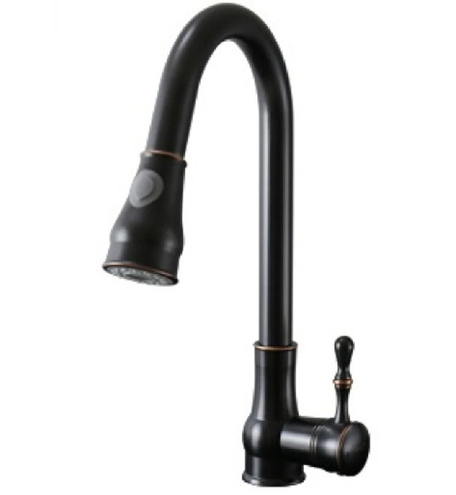 Vòi rửa bát rút dây nóng lạnh màu đen Kanly GCC09B 