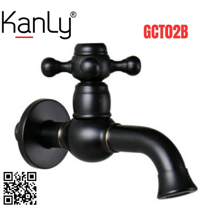 Vòi nước lạnh bằng đồng màu đen gắn tường Kanly GCT02B 
