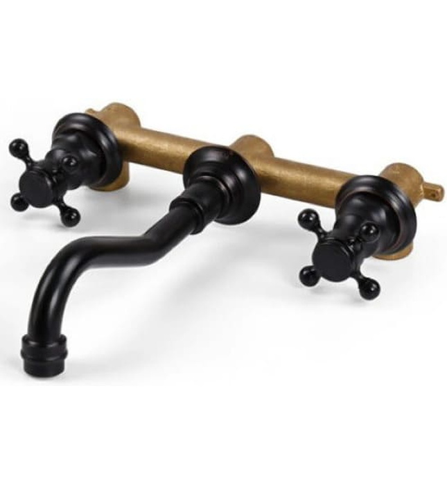 Vòi lavabo nóng lạnh màu đen gắn tường Kanly GCT08B 