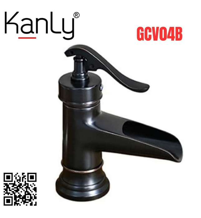 Vòi lavabo nóng lạnh màu đen Kanly GCV04B 
