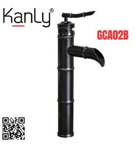 Vòi lavabo nóng lạnh màu đen hình ống tre Kanly GCA02B 