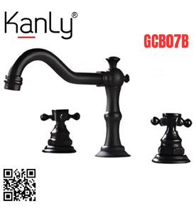 Vòi lavabo 3 lỗ nóng lạnh màu đen Kanly GCB07B 